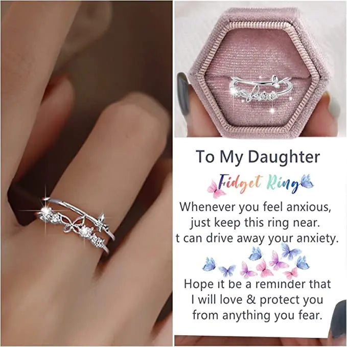 Women's Fashion Double Layer Butterfly Ring Set