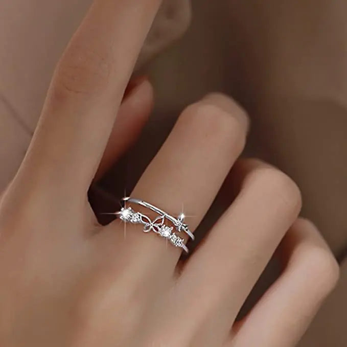 Women's Fashion Double Layer Butterfly Ring Set