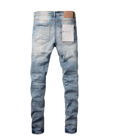 Men's Fashion Knee Hole Patch Jeans