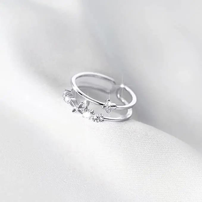 Women's Fashion Double Layer Butterfly Ring Set